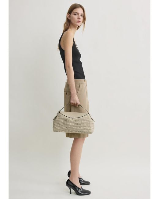 Totême  Natural T-Lock Woven-Leather Top Handle