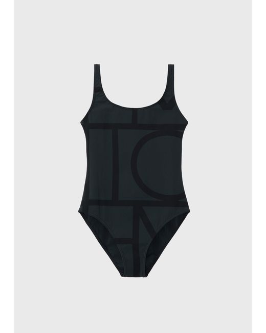 Totême  Black Monogram Swimsuit