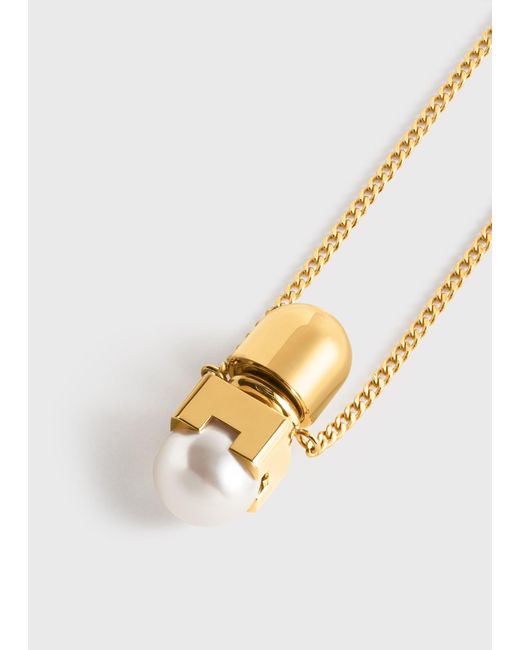 Totême White Long Faux Pearl Necklace