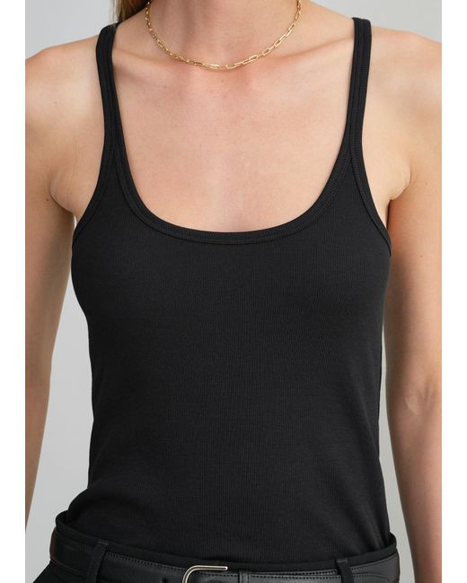 Totême  Black Scoop Neck Rib Tank