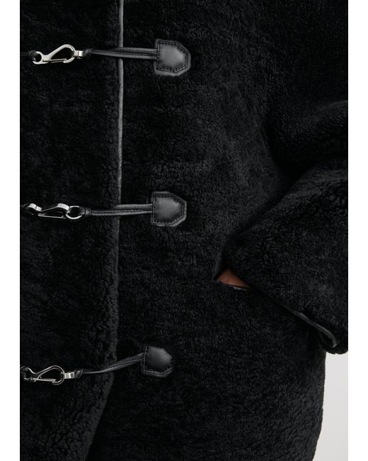 Totême Black Teddy Shearling Clasp Jacket