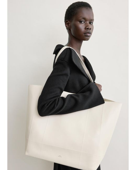 Totême  White Roam Leather Tote