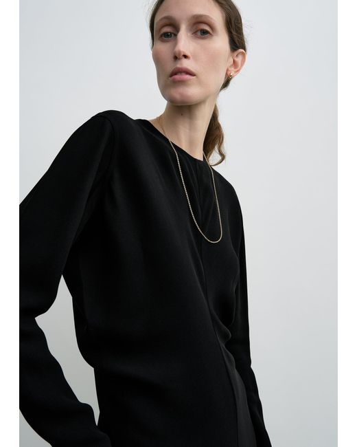 Totême  Black Long-Sleeve Slouch Waist Dress