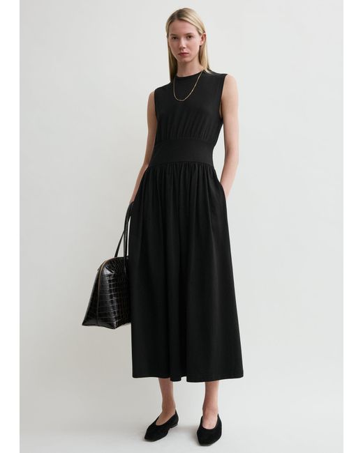 Totême Black Sleeveless Cotton Tee Dress