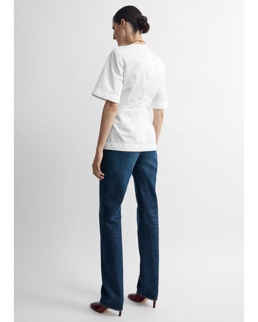 Totême Blue Sculptural Cotton Top