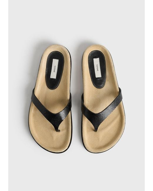 Totême White Contoured Lizard-embossed Flip Flops