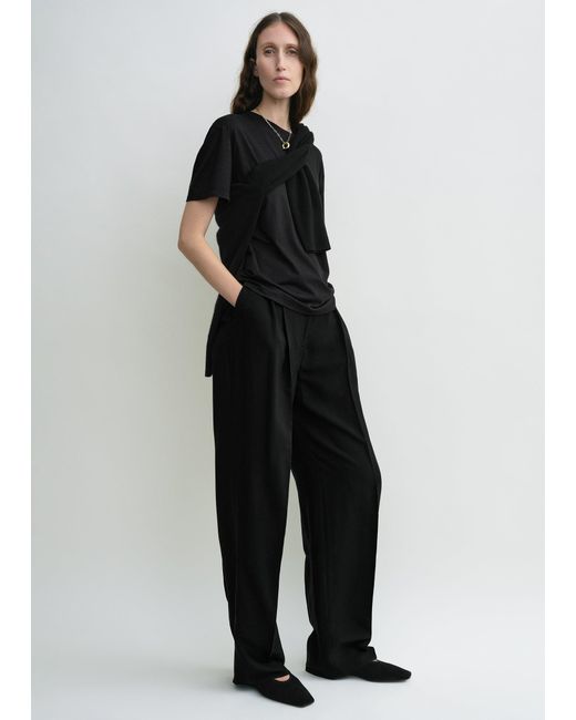 Totême Black Double-Pleat Fluid Trousers