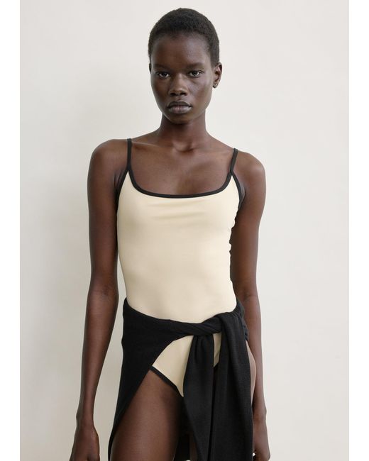 Totême White Stripe Edge Swimsuit