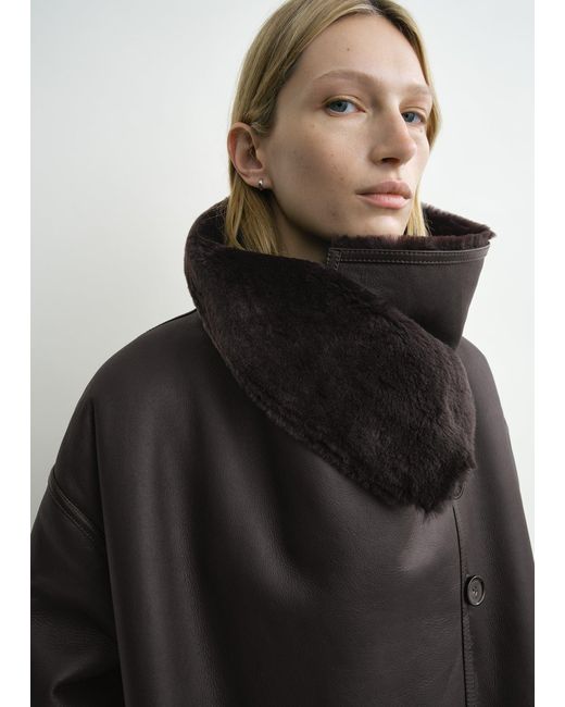 Totême  Black Shearling Wrap Coat