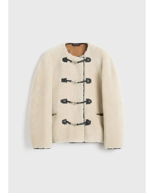 Totême Blue Teddy Shearling Clasp Jacket