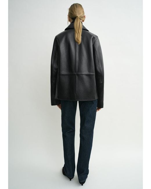 Totême Black Grained Leather Jacket