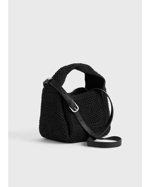 Totême Black Petite Crochet Bucket Bag