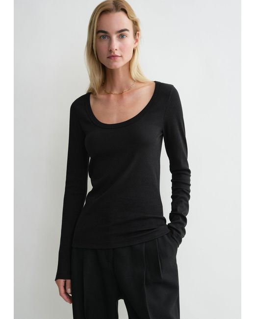 Totême Black Classic Rib Top