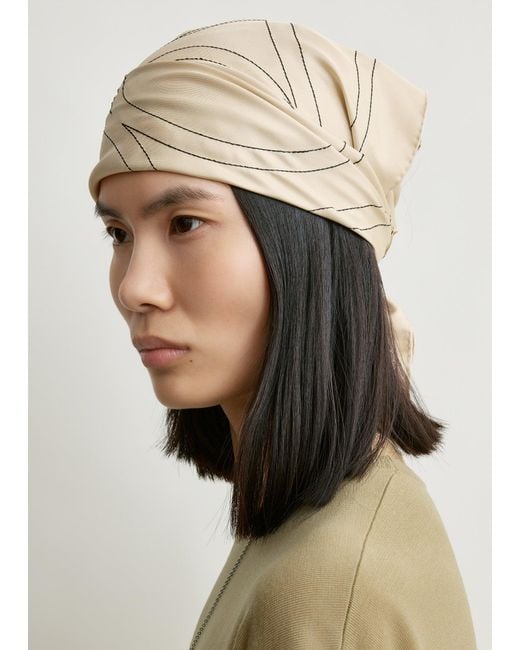 Totême Natural Embroidered Monogram Silk Scarf