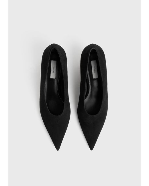 Totême White Sharp Suede Kitten Pumps