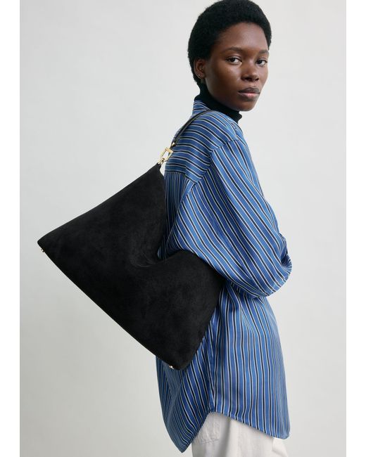 Totême  Black Medium Bevel Suede Bag