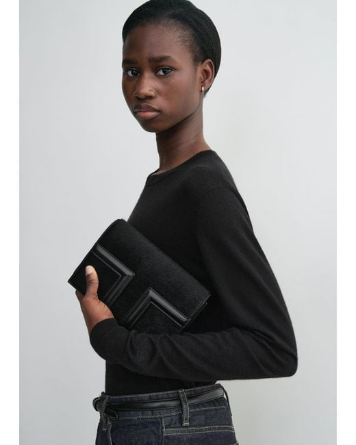 Totême Black Mini T-Flap Pony Hair Bag