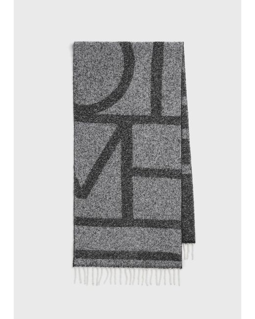 Totême Gray Monogram Jacquard Scarf