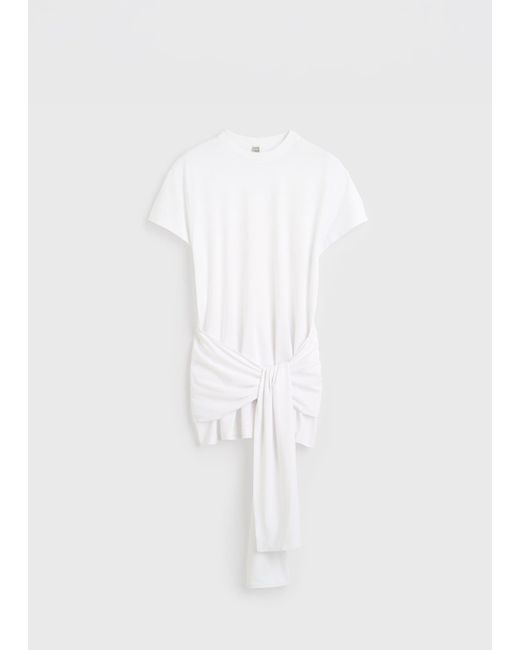 Totême White Tie-Waist Jersey Top