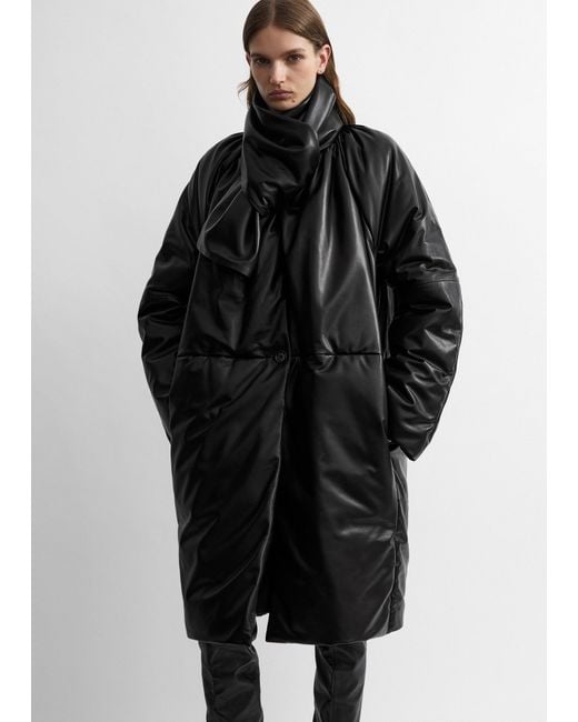 Totême Black Padded Leather Coat