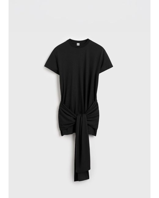 Totême Black Tie-Waist Jersey Top