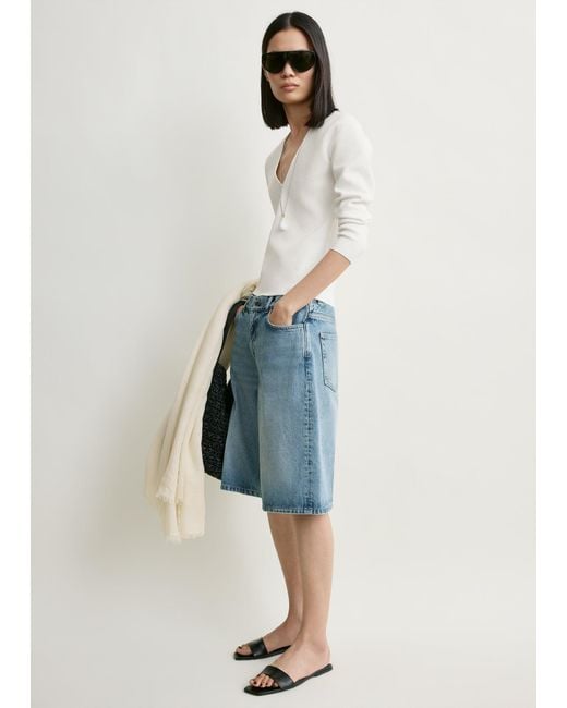 Totême Blue Denim Board Shorts