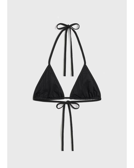 Totême Black Monogram Pointelle Bikini Top