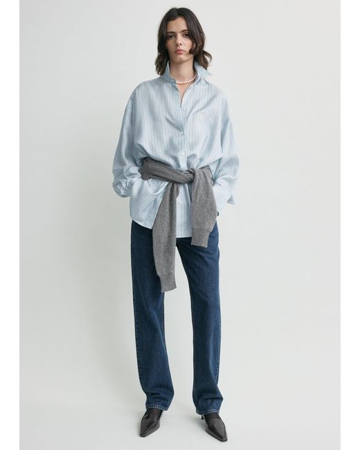 Totême Blue Oversized Striped Shirt