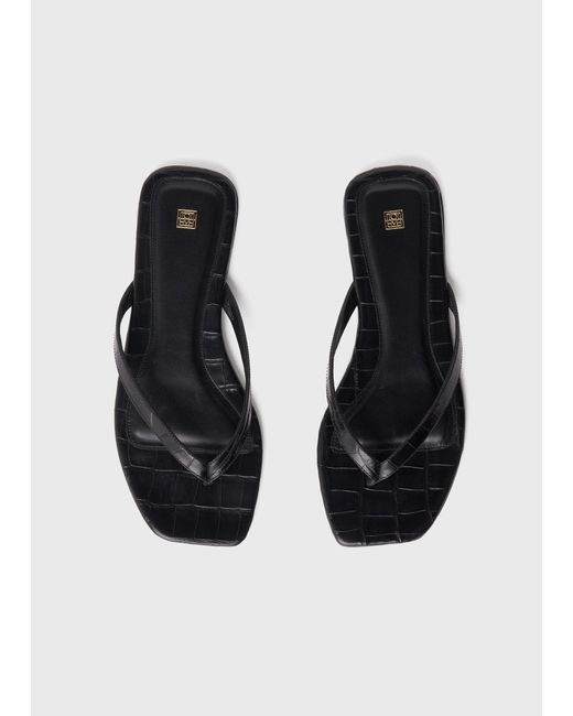 Totême White Croco-Embossed Flip Flops