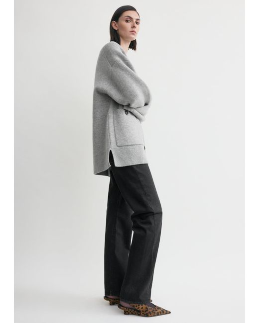 Totême Gray Longline Cardigan Pale