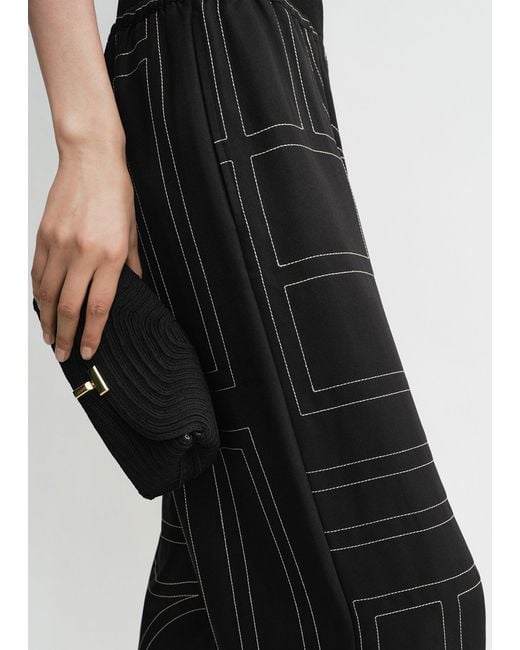 Totême Black Monogram Silk Pj Bottoms