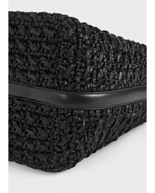 Totême  Black Medium Belted Paper Raffia Tote