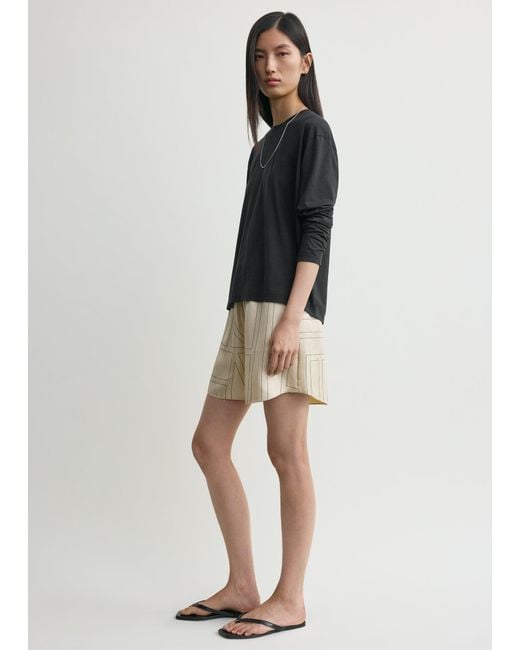 Totême Black Monogram Silk Pj Shorts Ivory
