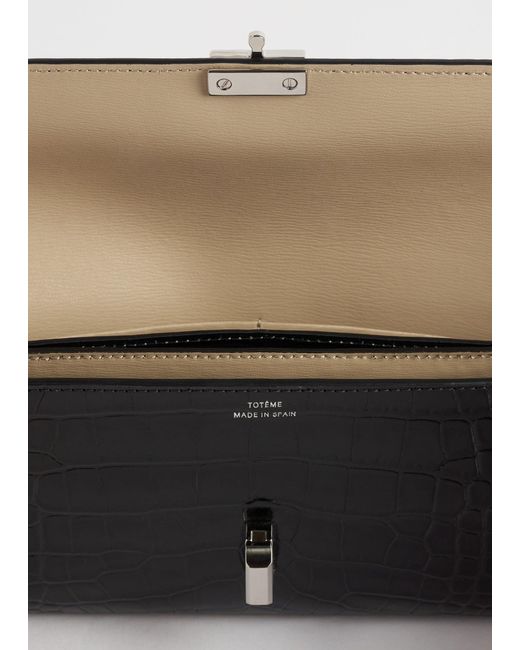 Totême Black T-Lock Croco-Embossed Wallet