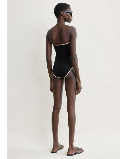Totême White Stripe Edge Strapless Swimsuit