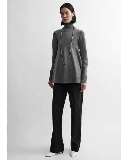 Totême Gray Wool Turtleneck Top