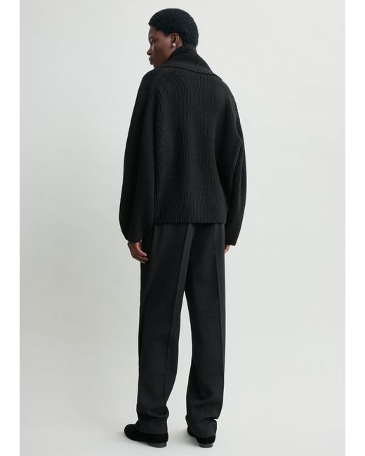 Totême  Black Shawl-Lapel Cardigan