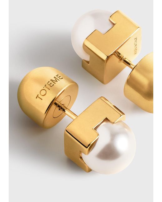 Totême White Faux Pearl Studs