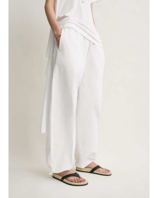 Totême White Drawstring Cotton Trousers