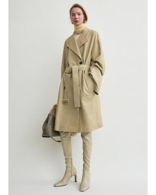 Totême  Natural Collarless Leather Coat