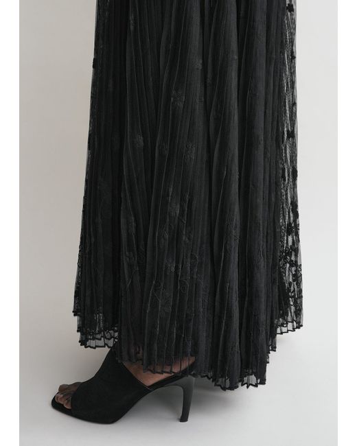 Totême Black Floral Tulle Dress