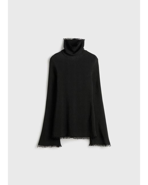 Totême Black Frayed-Edge Slim Top