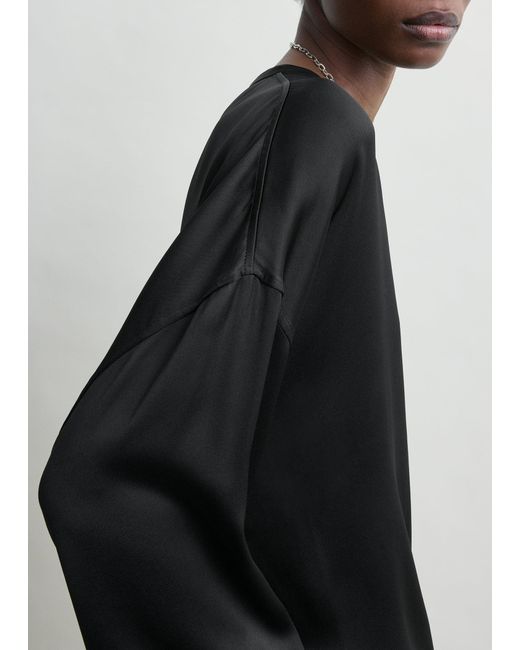 Totême Black Boxy Satin Top
