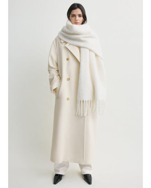 Totême White Fuzzy Scarf