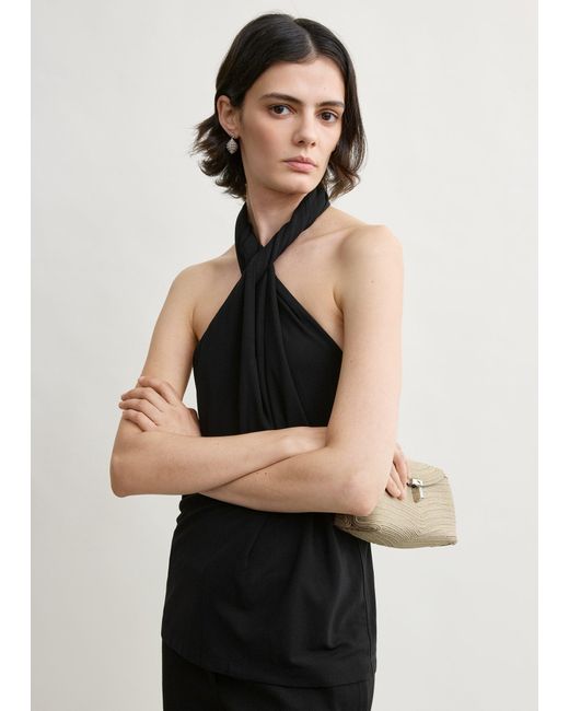 Totême Black Twisted Jersey Halter Top