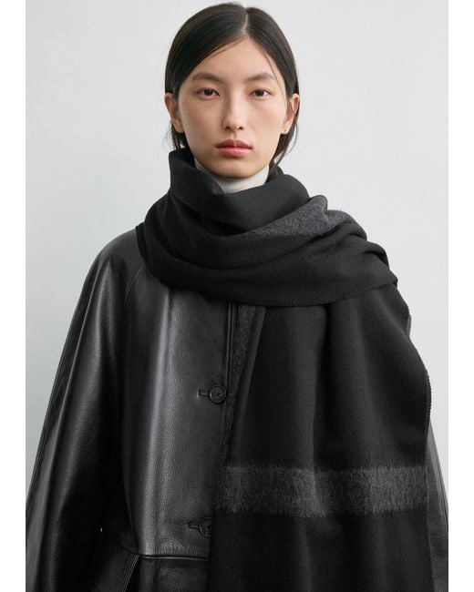 Totême Black Monogram Twill Scarf