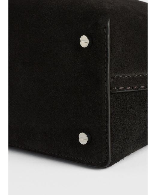 Totême Black T-Lock Suede Clutch