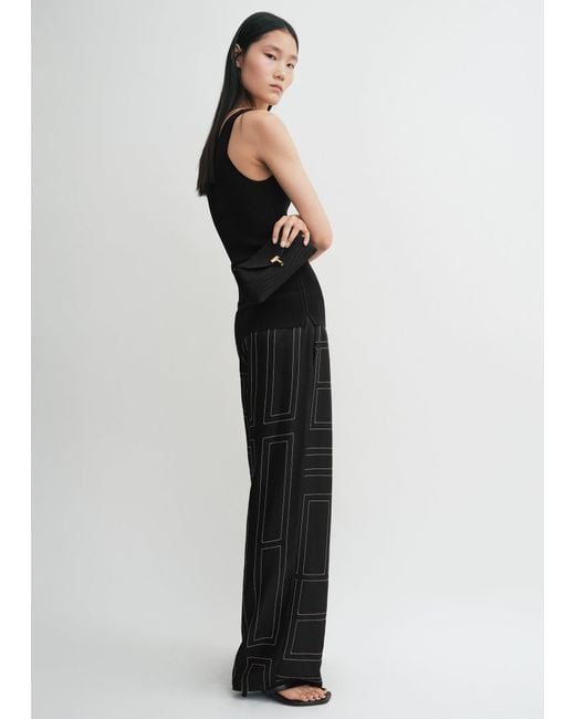Totême Black Monogram Silk Pj Bottoms