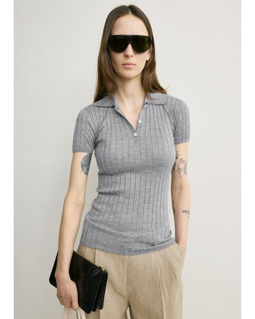 Totême Natural Ribbed Cashmere Silk Polo