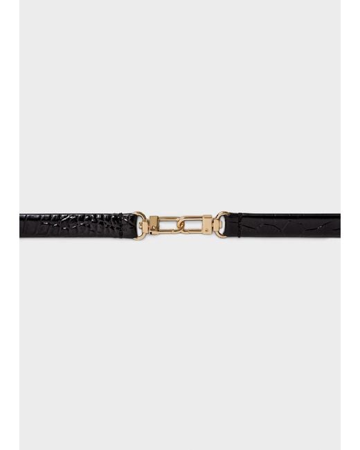 Totême  White Double Clasp Croco-Embossed Belt